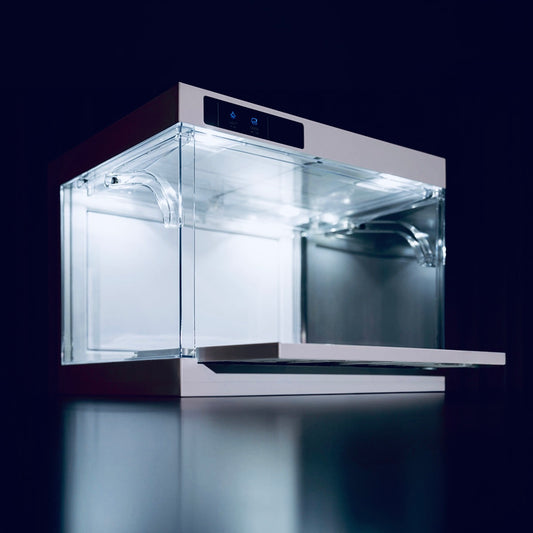 A high resolution photo of a kicklocker sneaker display case shot under studio lighting. Visit kicklocker.co.uk to find out more